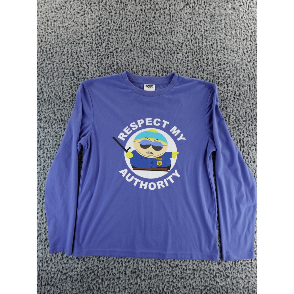 South Park Cartman Respect My Authority Long Sleeve T Shirt Blue XS